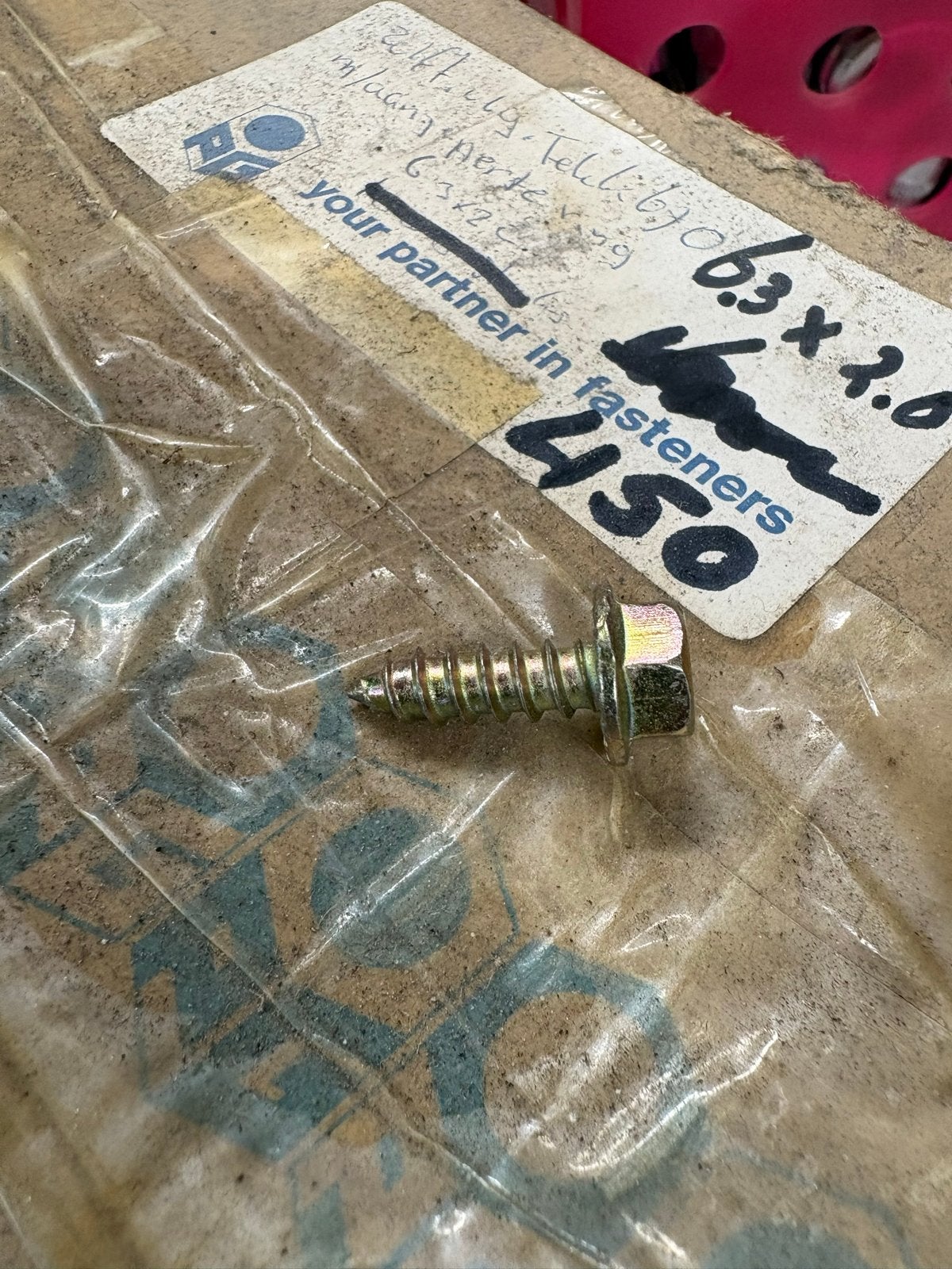 Zeskant schroeven 6.3x2.0 - 450 stuks, Ophalen, Schroeven, Nieuw, X