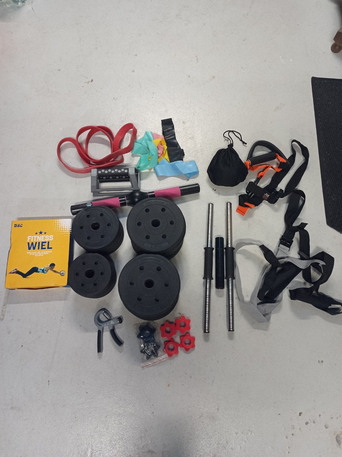 Complete Fitness Set: Halters, Gewichten en Accessoires, Ophalen, Gebruikt, Benen, Dumbbell