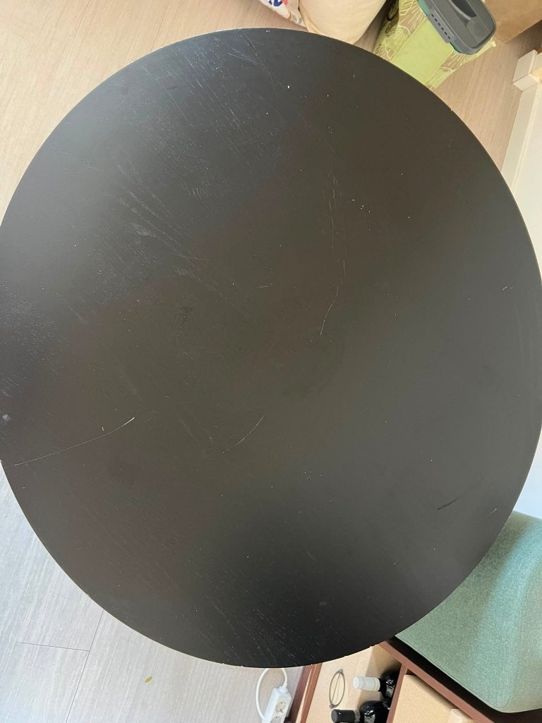 Eettafel Ringsted Ø100 Zwart Essen Fineer, Ophalen, 100 tot 150 cm, Overige materialen, 50 tot 100 cm