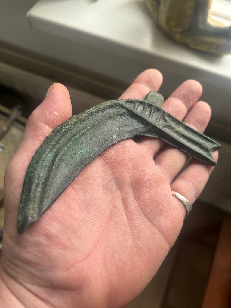 Bronzen Keltische sikkel van de Donau Kelten., Ophalen of Verzenden