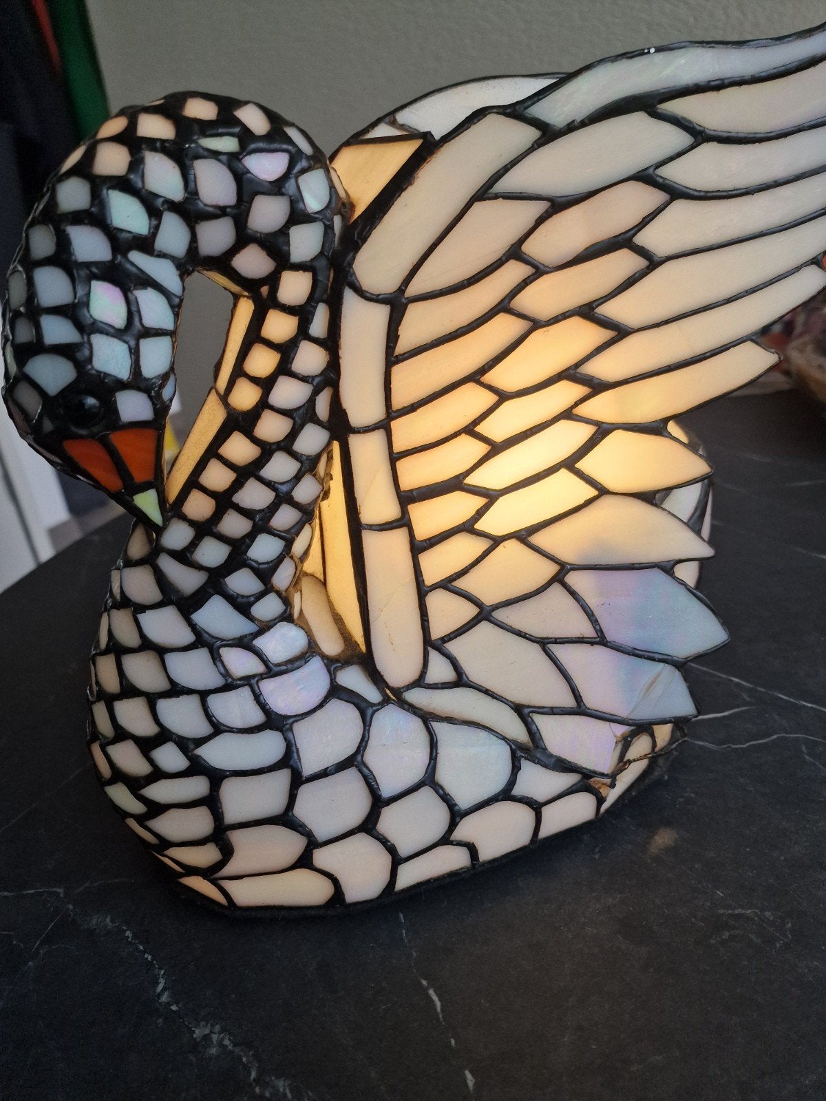 Tiffany stijl zwaan lamp - Uniek en sfeervol, Antiek en Kunst, Ophalen of Verzenden