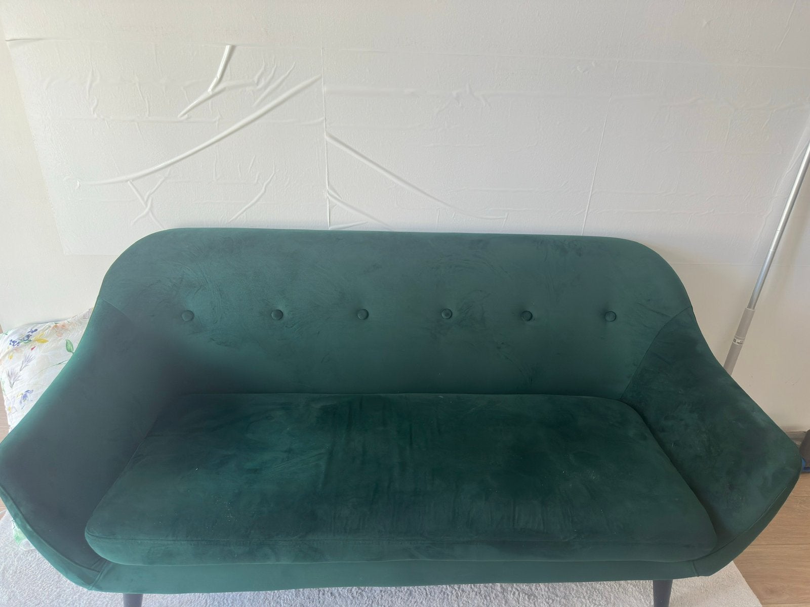 2.5-seater sofa velvet green from JYSK, Eenpersoons, 75 tot 100 cm, Ophalen of Verzenden, Zo goed als nieuw