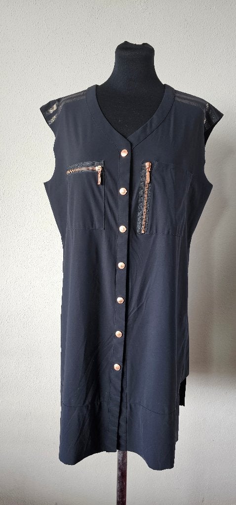 Blauwe travelstof tuniek van Jane Lushka - Maat L (26425), Kleding | Dames, Blouses en Tunieken, Blauw, Maat 42/44 (L), Ophalen of Verzenden
