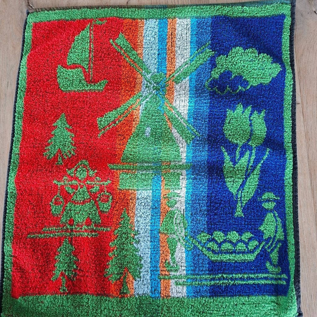 Vintage keukenhanddoek molen klomp goudse kaasdragers tulp, Katoen, Nieuw, Wasbaar, Theedoek of Handdoek