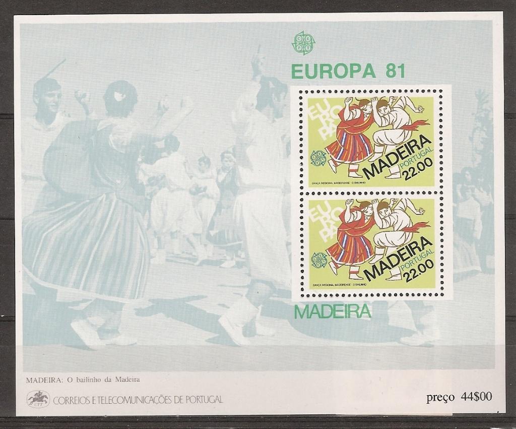 Europa CEPT, Portugal, Madeira, blokje, 1981., Ophalen of Verzenden, Postfris, Overige thema's