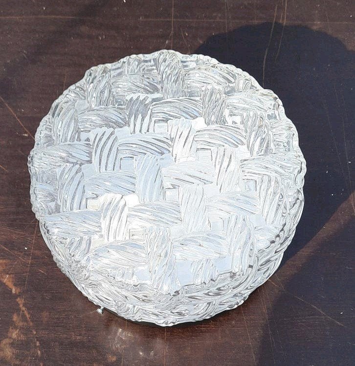 Plafondlamp plafonnière geweven glas,lees de beschrijving, Ophalen of Verzenden, Zo goed als nieuw, Glas, E27 (groot)