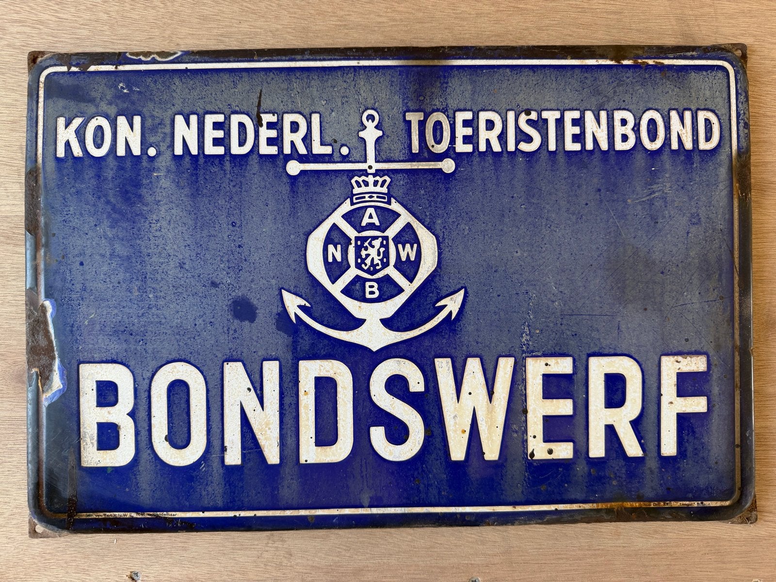 Vintage ANWB Bondswerf emaille bord, Ophalen of Verzenden