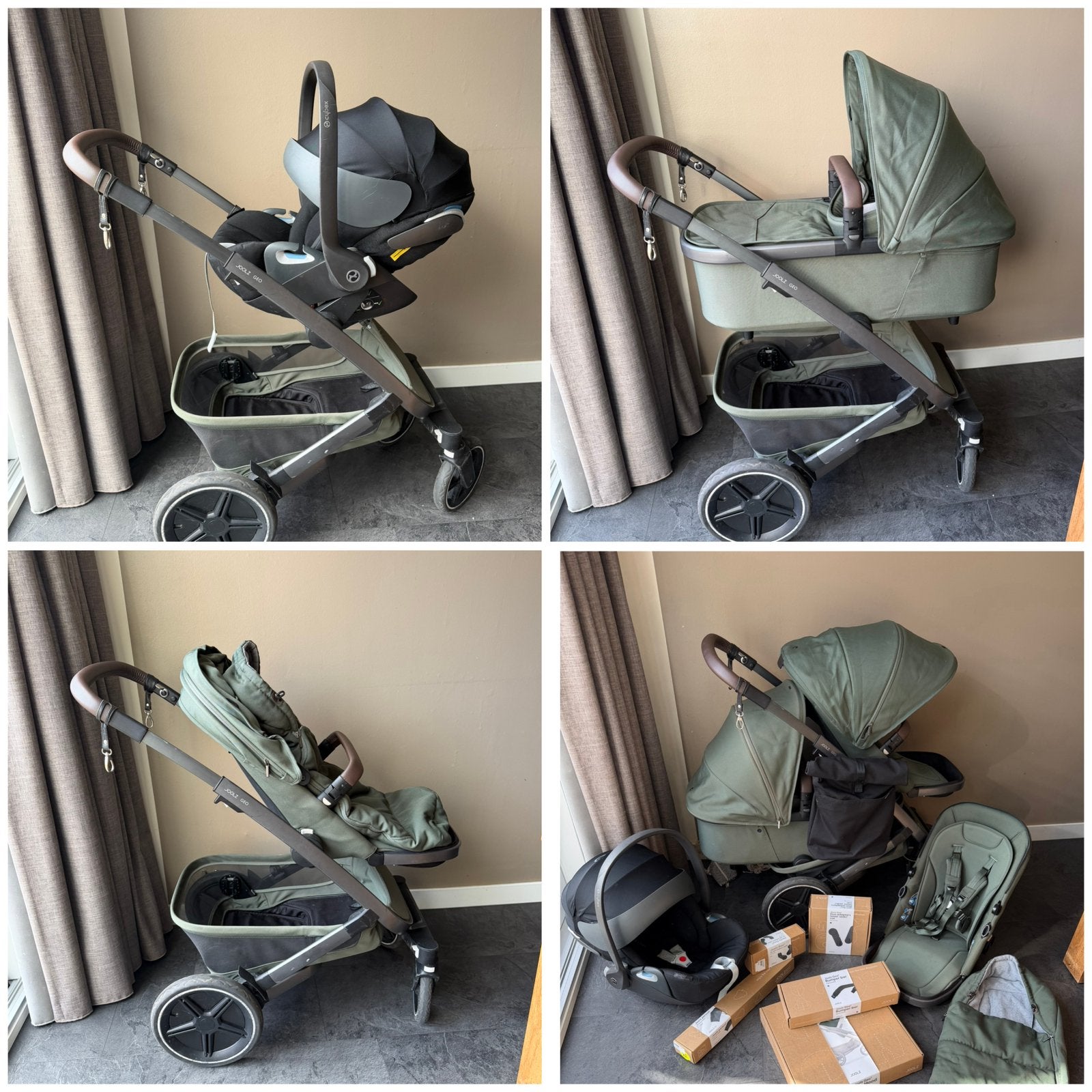 Joolz Geo3 kinderwagen Urban Green-incl. Duo uitbreidingsset, Duowagen, Zo goed als nieuw, Ophalen, Kinderwagen