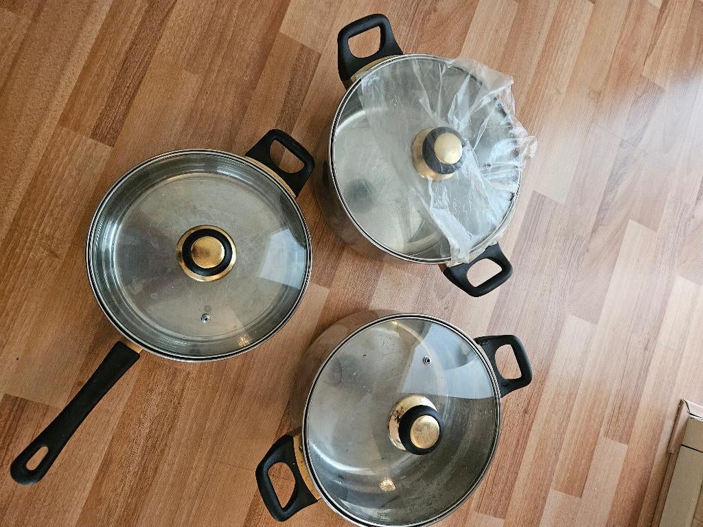Pannen set, Ophalen of Verzenden, Zo goed als nieuw, Rvs, Pannenset