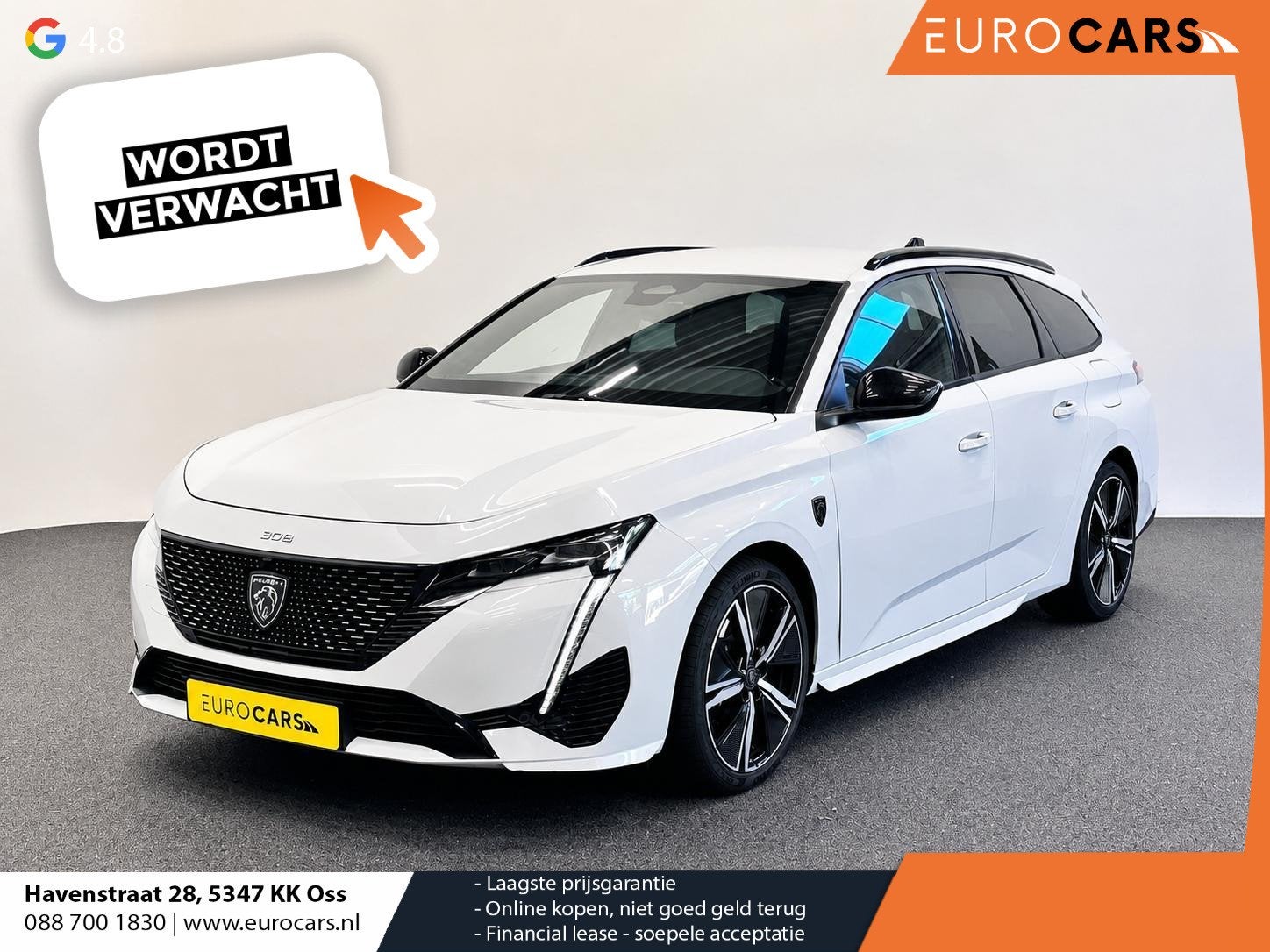 Peugeot 308 SW 1.6 Plug-in Hybrid 225 GT Navigatie Apple Car, Auto's, Gebruikt, 4 cilinders, 150 min, Wit