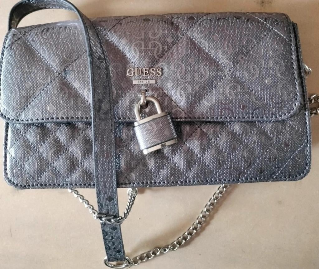 Authentieke Guess Isabeau Crossover Tas MG45622, Ophalen of Verzenden, Gebruikt, Grijs, Schoudertasje