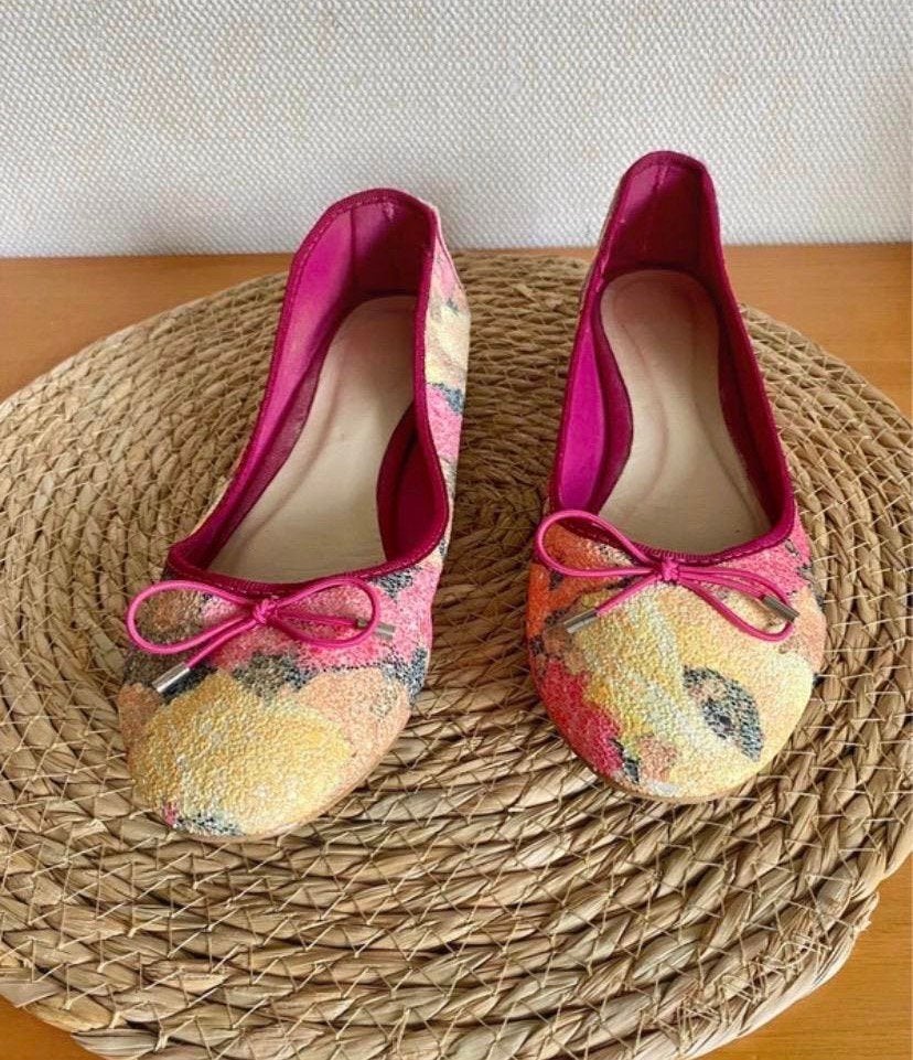 Prachtige kleurrijke ballerina’s – maat 39, Zo goed als nieuw, Roze, Ballerina's, Ophalen of Verzenden