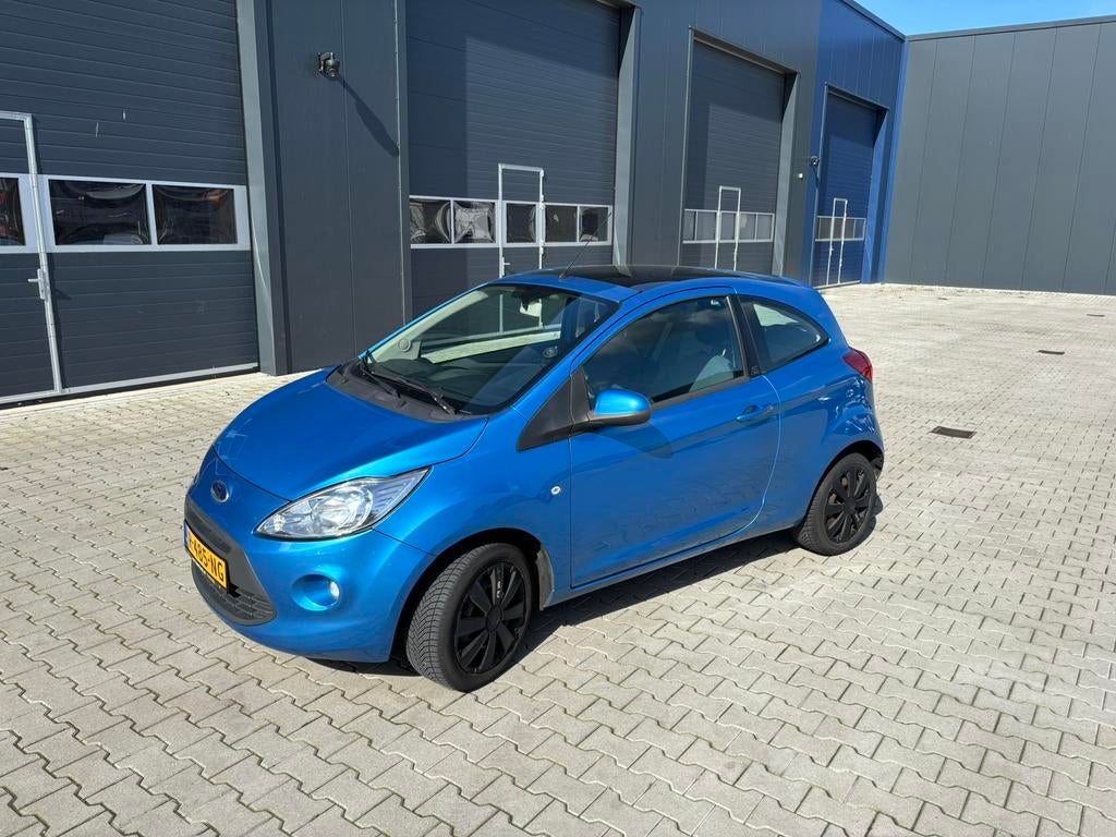 Ford Ka 1.2 51KW 2009 Blauw Panoramadak, Voorwielaandrijving, Stof, 1242 cc, 4 cilinders