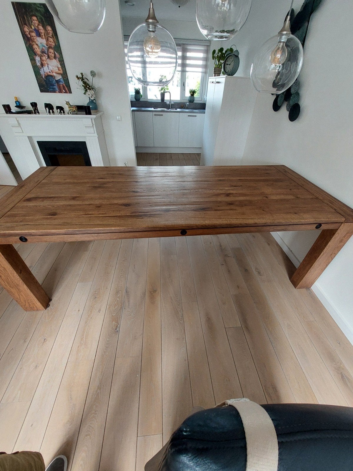 Eiken eettafel 240x100x77 cm, Gebruikt, 100 tot 150 cm, Eikenhout, 200 cm of meer