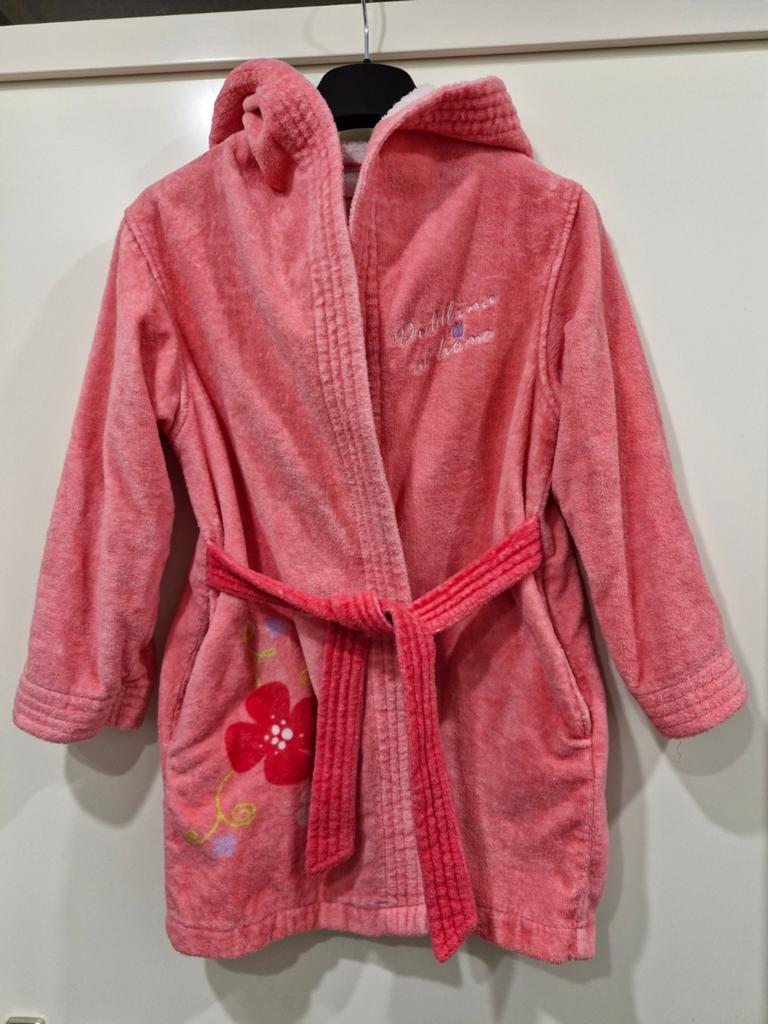 Diddlina badjas roze met capuchon - maat 128, Kinderen en Baby's, Nacht- of Onderkleding, Gebruikt, Meisje, Ophalen of Verzenden