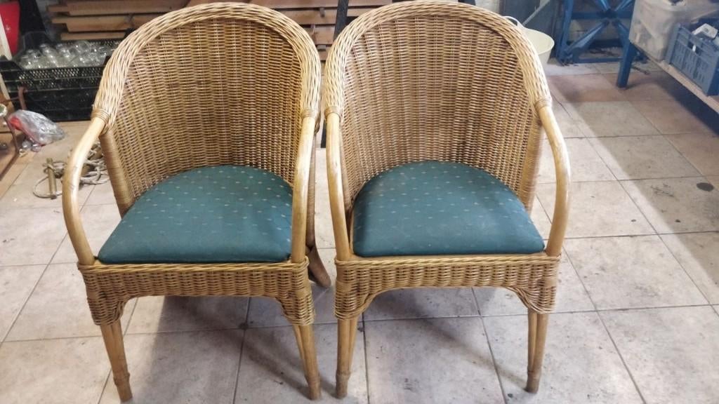 stoelen riet, Ophalen, Gebruikt, Twee, Bruin