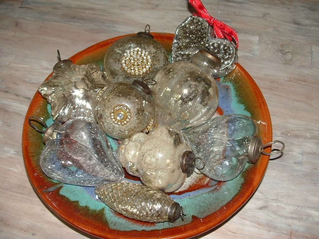 Set van 9 antieke kerstballen, decoratie, Ophalen of Verzenden