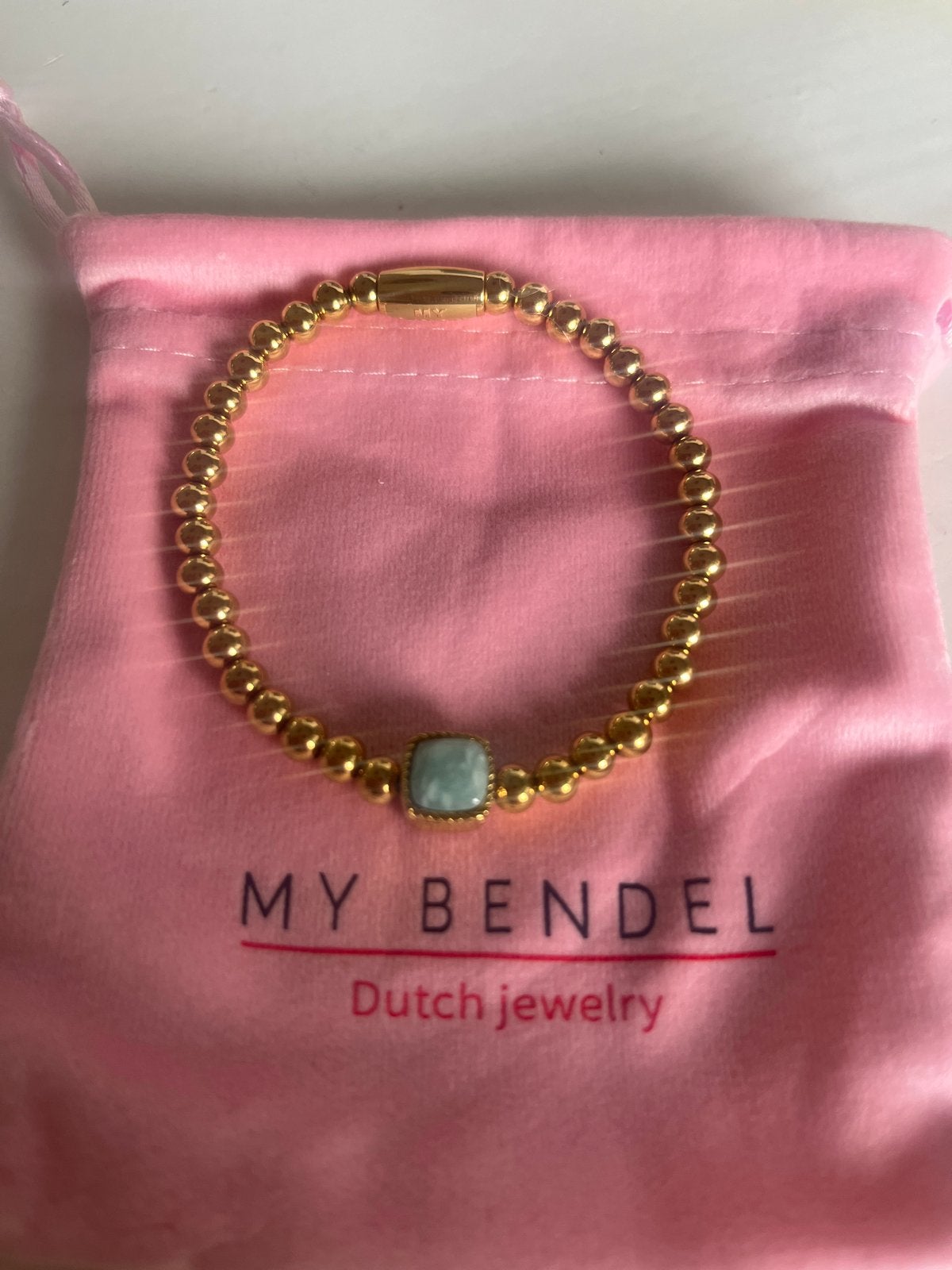 My Bendel Gouden Kralen Armband met Edelsteen, Staal, Nieuw, Ophalen of Verzenden, Met edelsteen