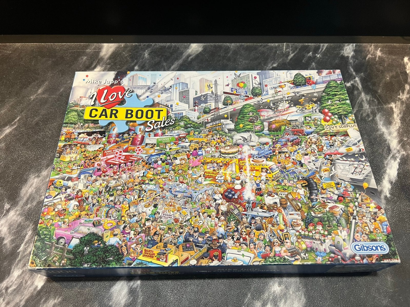 Gibson puzzel 1000 stukjes Mike Jupp I love Car Boot Sales, Ophalen of Verzenden, 500 t/m 1500 stukjes, Zo goed als nieuw