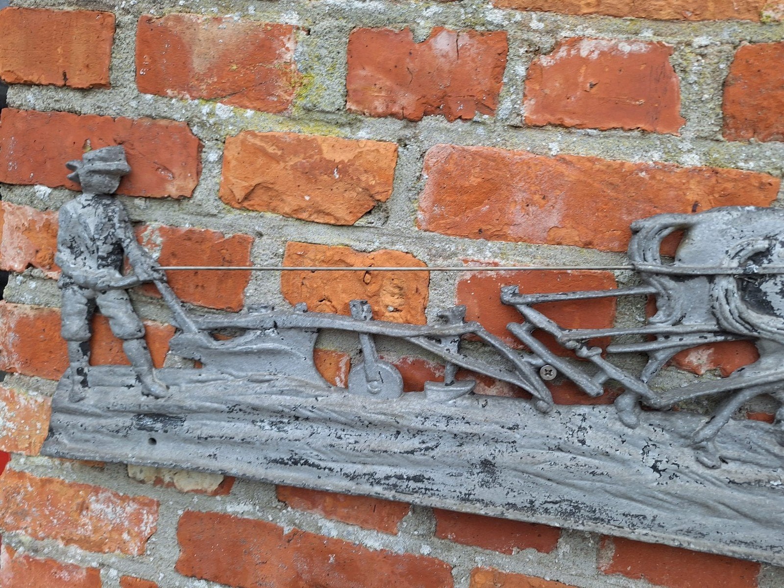 Decoratief aluminium wandornament: Paard en Ploeg, Ophalen