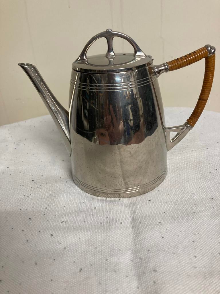 Vintage Daalderop Theepot - Verzilverd met Rotan Handvat, Ophalen of Verzenden