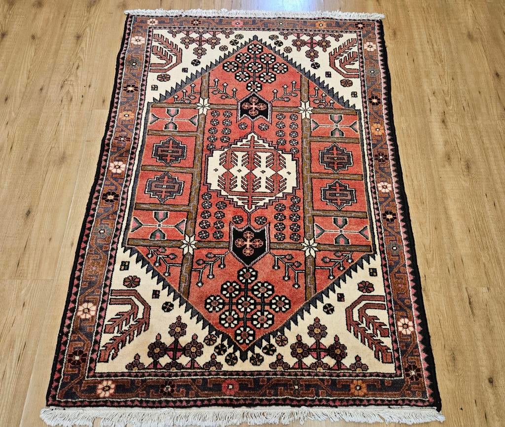 Vintage handgeknoopt perzisch tapijt hamadan 165x116, Info@SlatsAntiek.nl, Tweedehands, 100 tot 150 cm, Ophalen of Verzenden