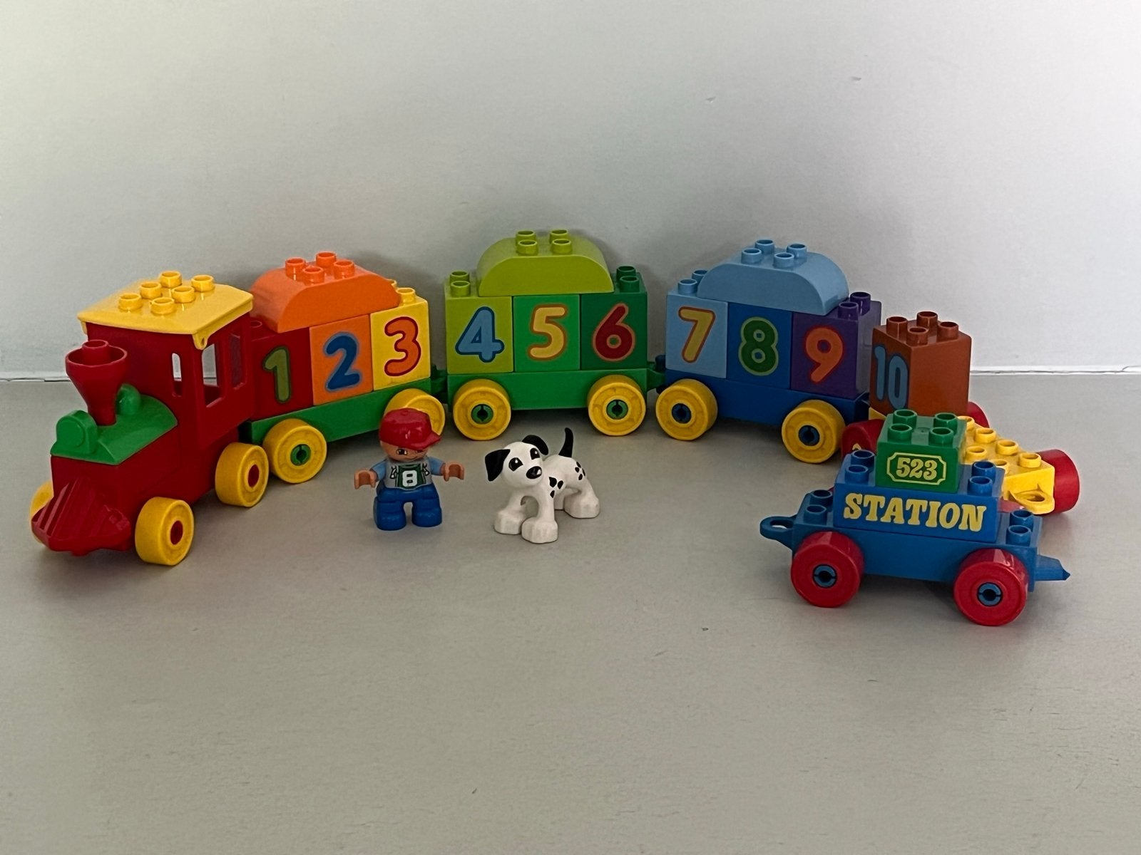 Duplo Cijfertrein met machinist en hond, Ophalen, Inclusief minifiguren, Gebruikt, Duplo