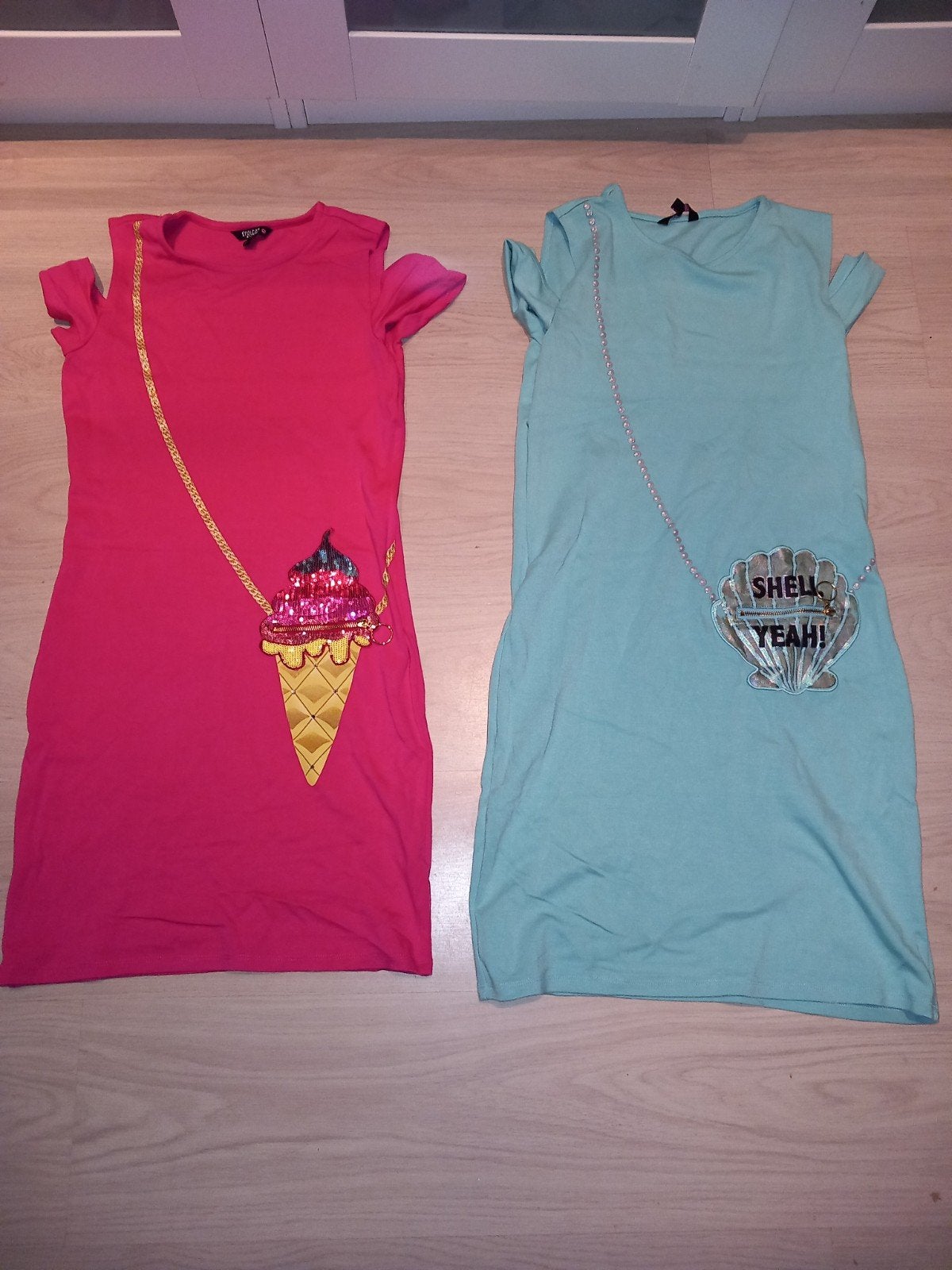 Leuke meisjes jurken - roze met ijsje, blauw met schelp, Meisje, Nieuw, Ophalen of Verzenden, Coolgat