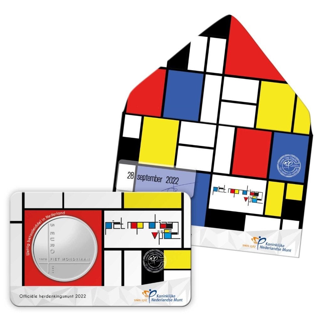 5 euro Nederland 2022 - 1e dag uitgifte Piet Mondriaan (UNC), Ophalen of Verzenden, Overige landen, 5 euro, Setje