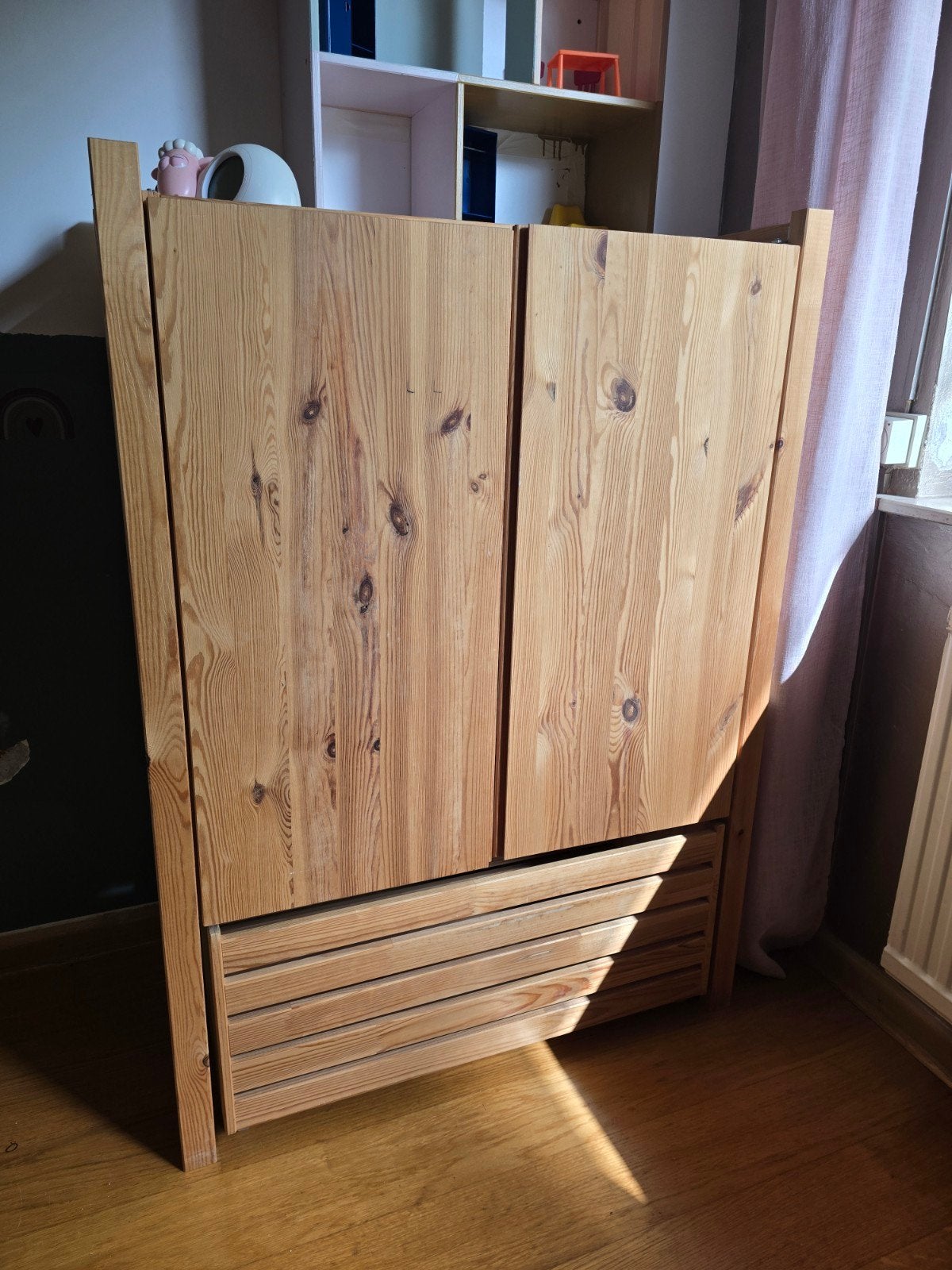 IKEA IVAR Kast - Grenenhout met lade en planken, Ophalen, Gebruikt, Met deur(en), 50 tot 100 cm