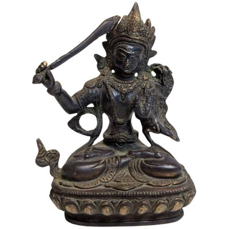Tibetaans bronzen Manjushri beeld – 042, Gebruikt, Ophalen of Verzenden, Bruin, Overige materialen