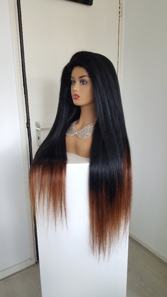 Haarstuk/Pruik - Stijl - Echt Peruaans haar - Zwart Blond, Ophalen of Verzenden, Nieuw, Pruik of Haarverlenging