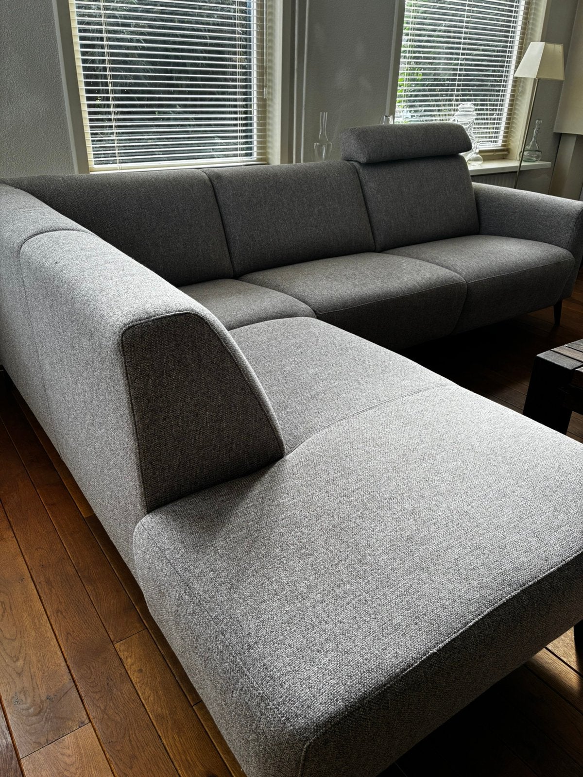Modulaire Hoekbank grijs gemeleerd  Eijerkamp, Ophalen, 250 tot 300 cm, Gebruikt, Minder dan 75 cm