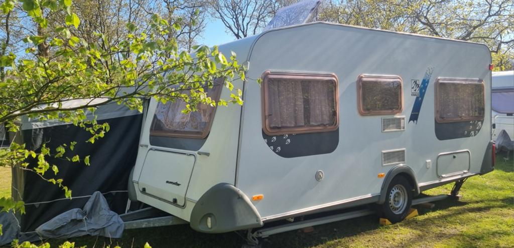 Knaus Eurostar met complete inboedel NETJES!, Caravans en Kamperen, Caravans, Rondzit, Oven, Particulier, Knaus