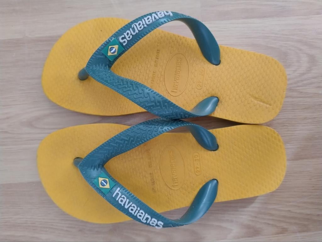 Havaianas slippers geel/groen, maat 29/30 (EU 31/32), Ophalen of Verzenden, Zo goed als nieuw, Havaianas, Jongen of Meisje