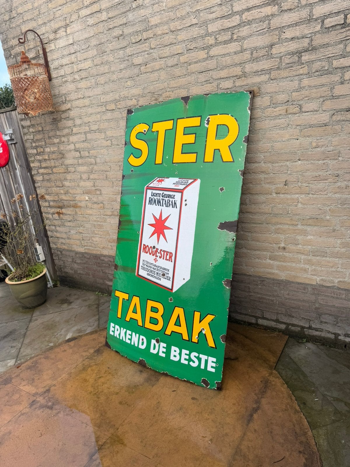 Vintage Emaille Reclamebord "Ster Tabak", Ophalen