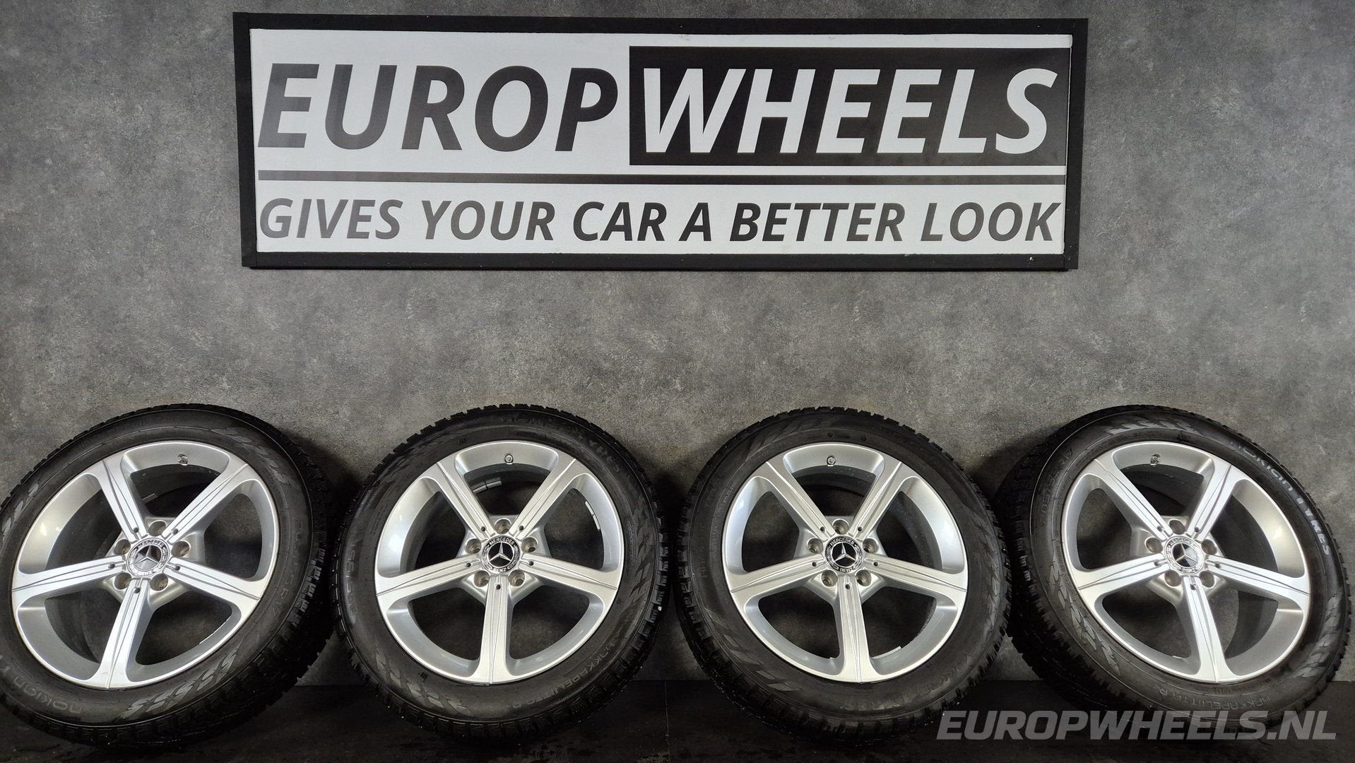 17 inch originele Mercedes A B CLA velgen winterbanden W177, Gebruikt, -, -, Banden en Velgen