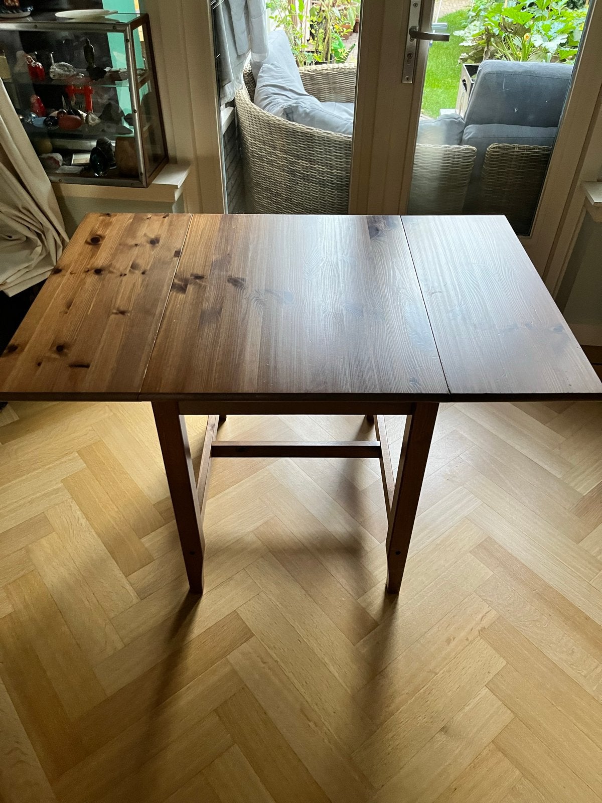 Handige houten klaptafel, Ophalen, Gebruikt, 50 tot 100 cm, 150 tot 200 cm