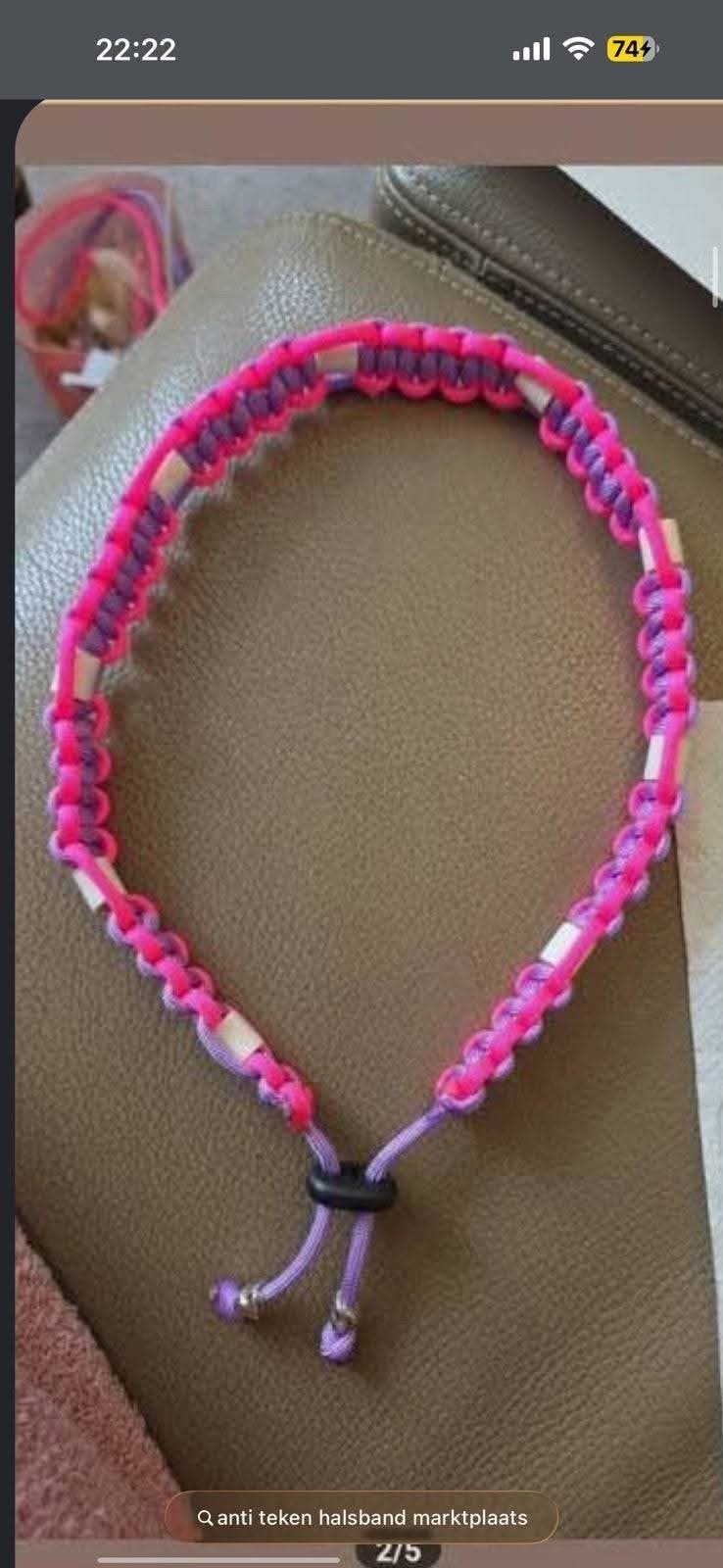Honden anti teken halsband, Ophalen of Verzenden, Handgemaakt, Nieuw