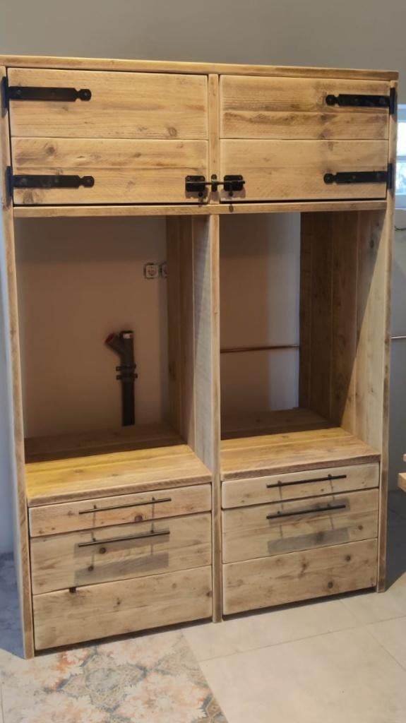 Wasmachine-ombouw verhoging kast "Jelle" lades deuren, Ophalen, 100 tot 150 cm, Nieuw, 150 tot 200 cm