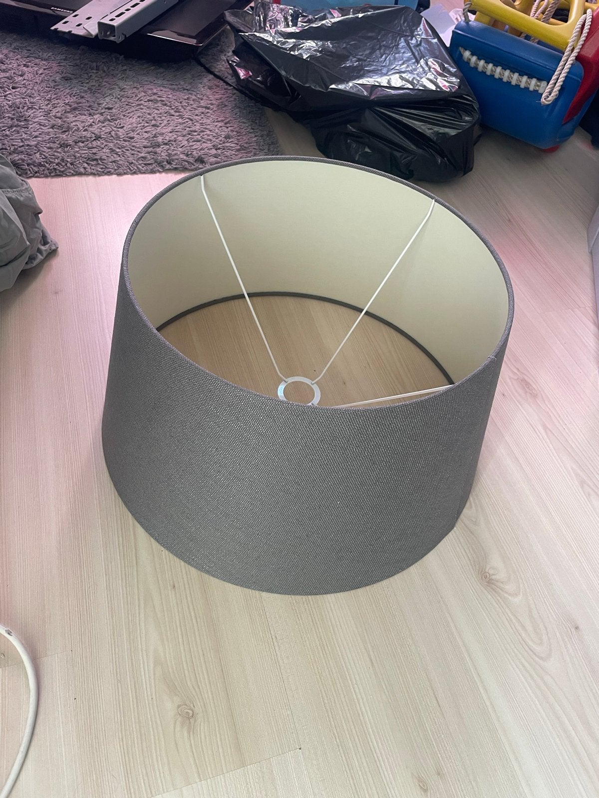 Grijze ronde lampenkap, Ophalen, Gebruikt, Rond, Textiel