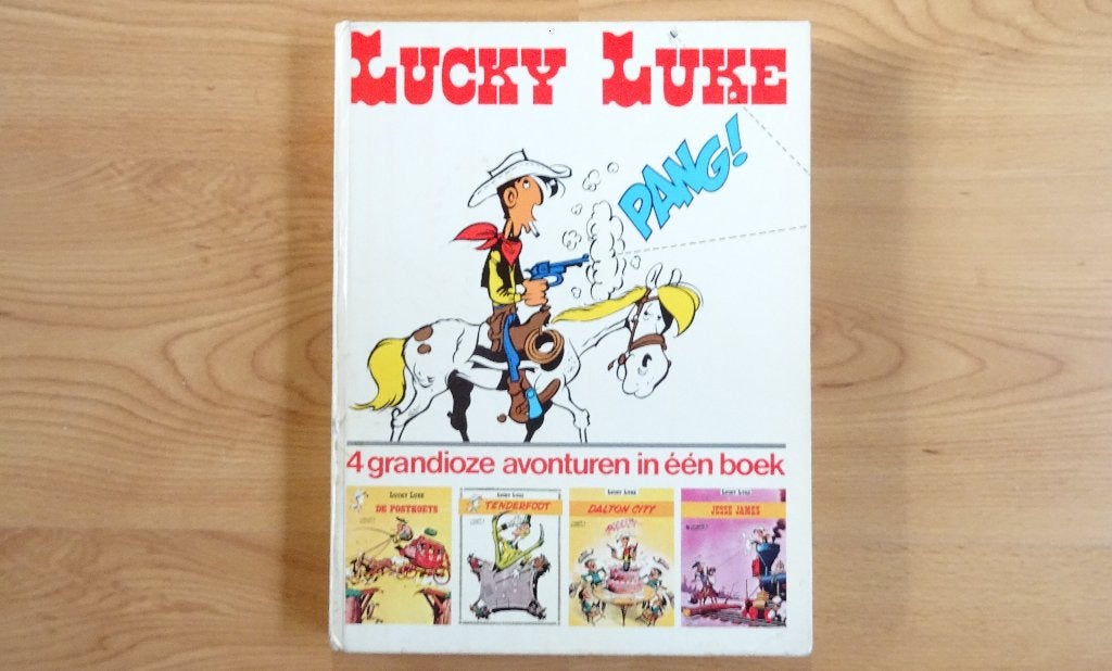 Lucky Luke 4 grandioze avonturen in één boek, Boeken, Eén stripboek, Ophalen of Verzenden, Gelezen