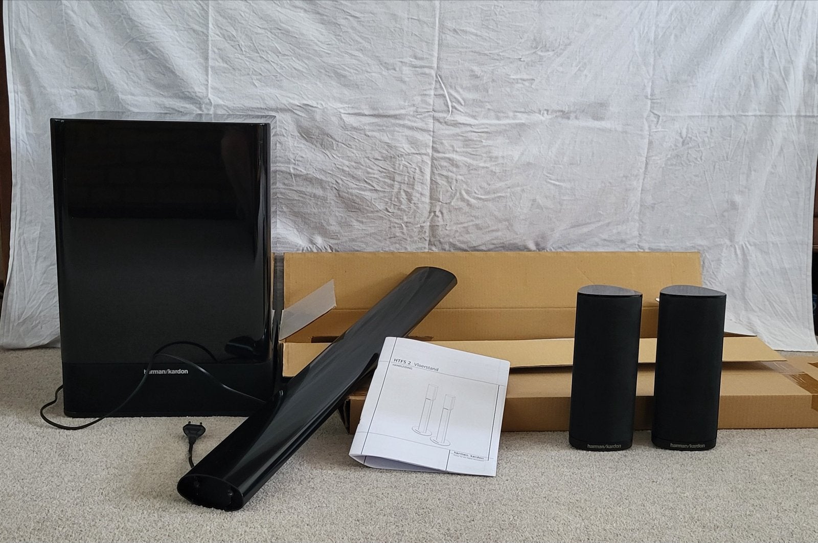 Harman Kardon LS250 Luidsprekerset met Subwoofer en Stands, Speakerset, Nieuw, Basreflex, Harman Kardon