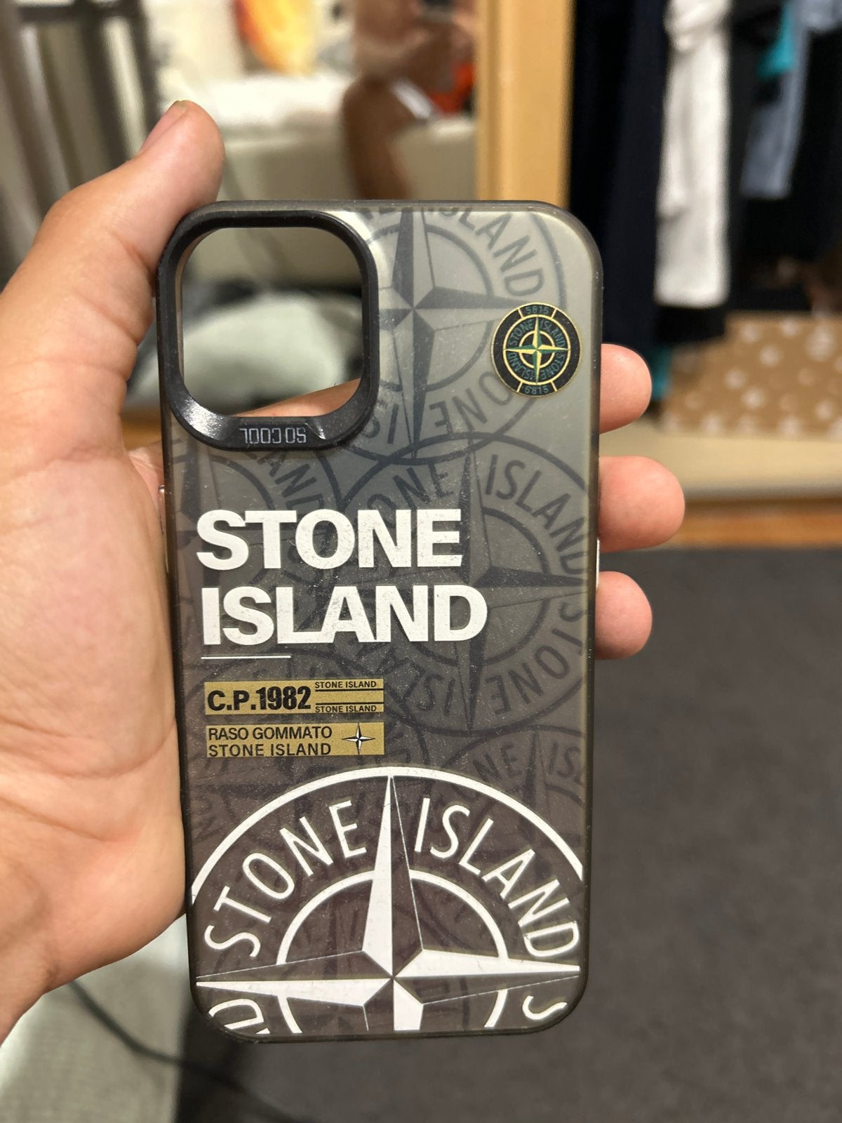 Stone Island iPhone 14Hoesje - Zwart/Grijs, Kunststof, IPhone 14, Hoesje of Tasje, Ophalen of Verzenden