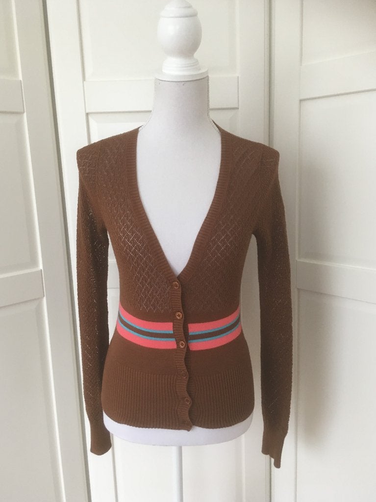Van Hassels zgan bruin ajour vest, maat 36 S, Kleding | Dames, Bruin, Ophalen of Verzenden, Zo goed als nieuw, Maat 36 (S)