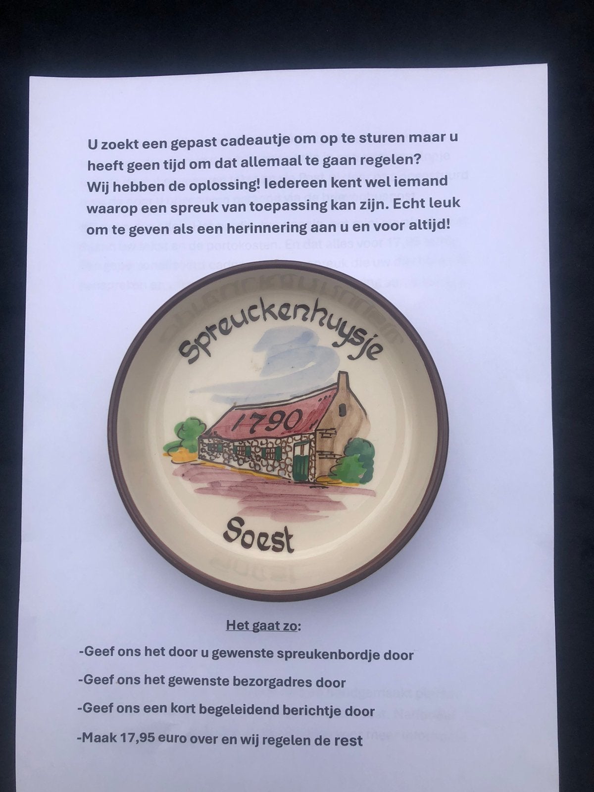 Geef een Vlieg Uut spreukenbordje cadeau!, Antiek en Kunst, Ophalen of Verzenden