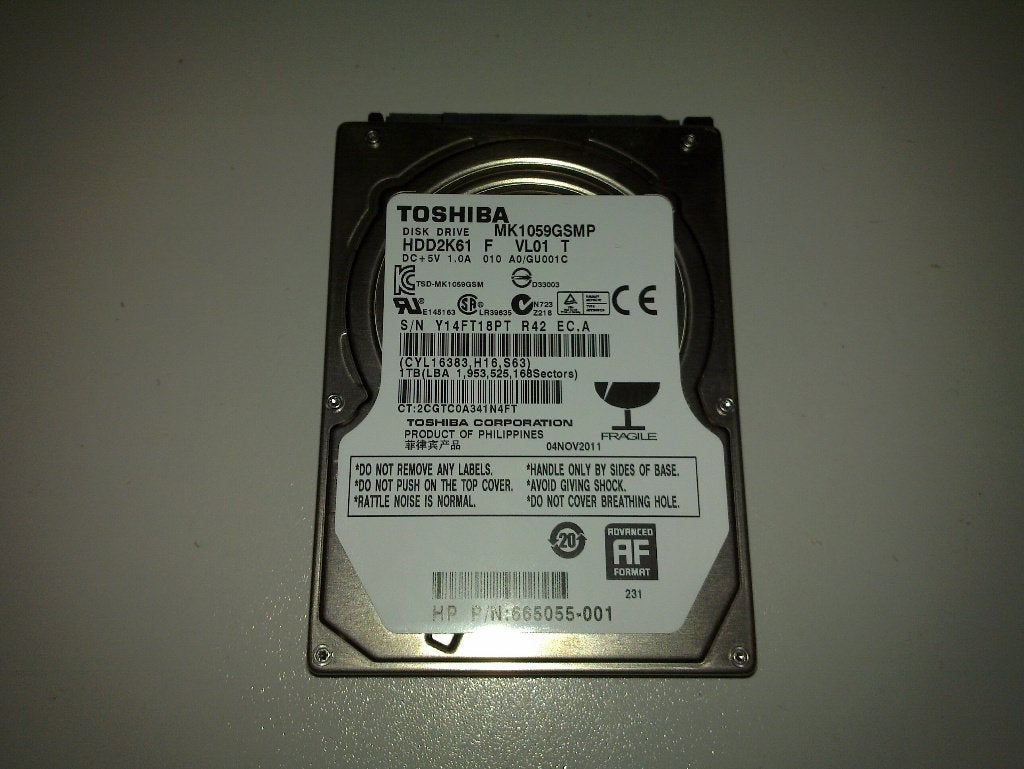 Toshiba 1TB 2.5" laptop HDD, Computers en Software, Ophalen, Intern, Zo goed als nieuw, Laptop