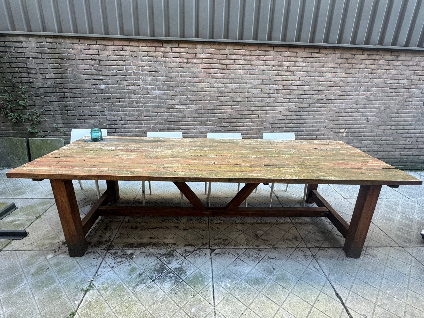 Eiken houten buiten tafel, Ophalen, Gebruikt, Rechthoekig, Hout