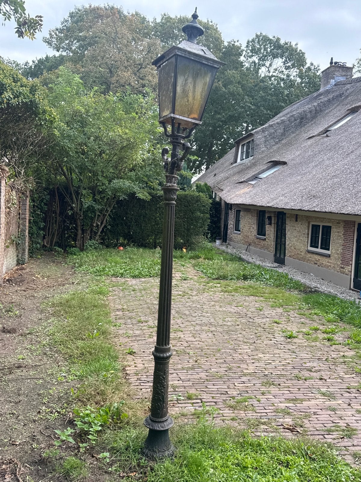 Zeven Oude klassieke tuinpalen lantarenpalen, Ophalen, Gebruikt, Aluminium, Netvoeding