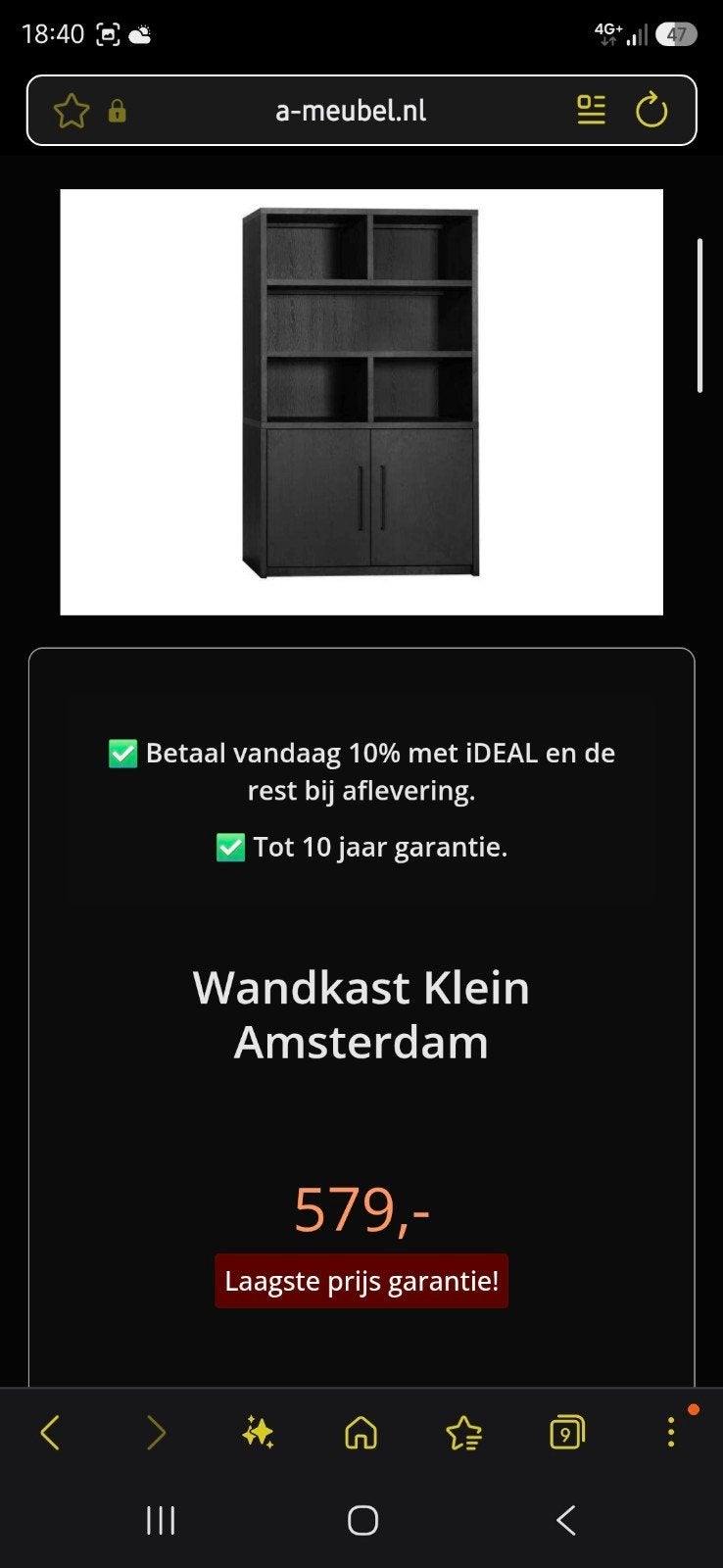 Zwarte Wandkast Klein Amsterdam met deuren en planken, Ophalen, Met deur(en), Modern, industrieel, 50 tot 100 cm